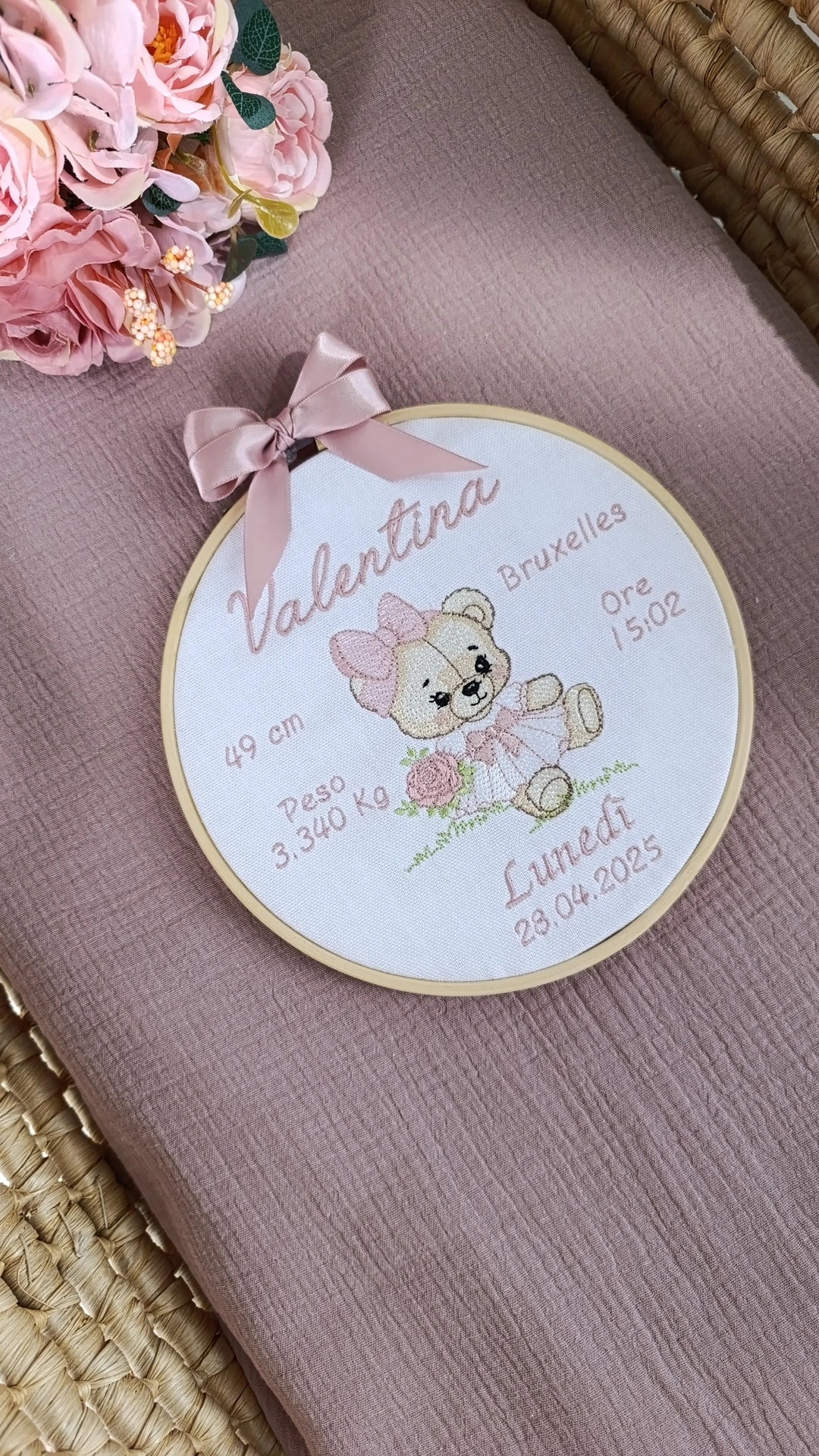 Quadretto Telaio Nascita Bimba