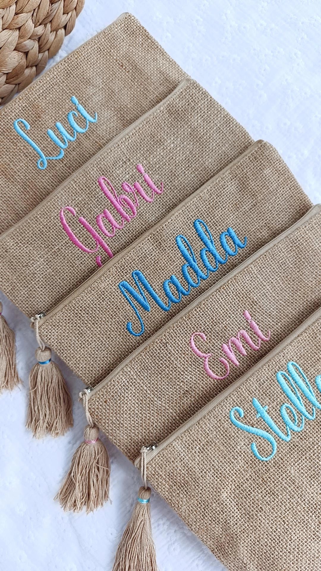 Pochette juta personalizzata con nome