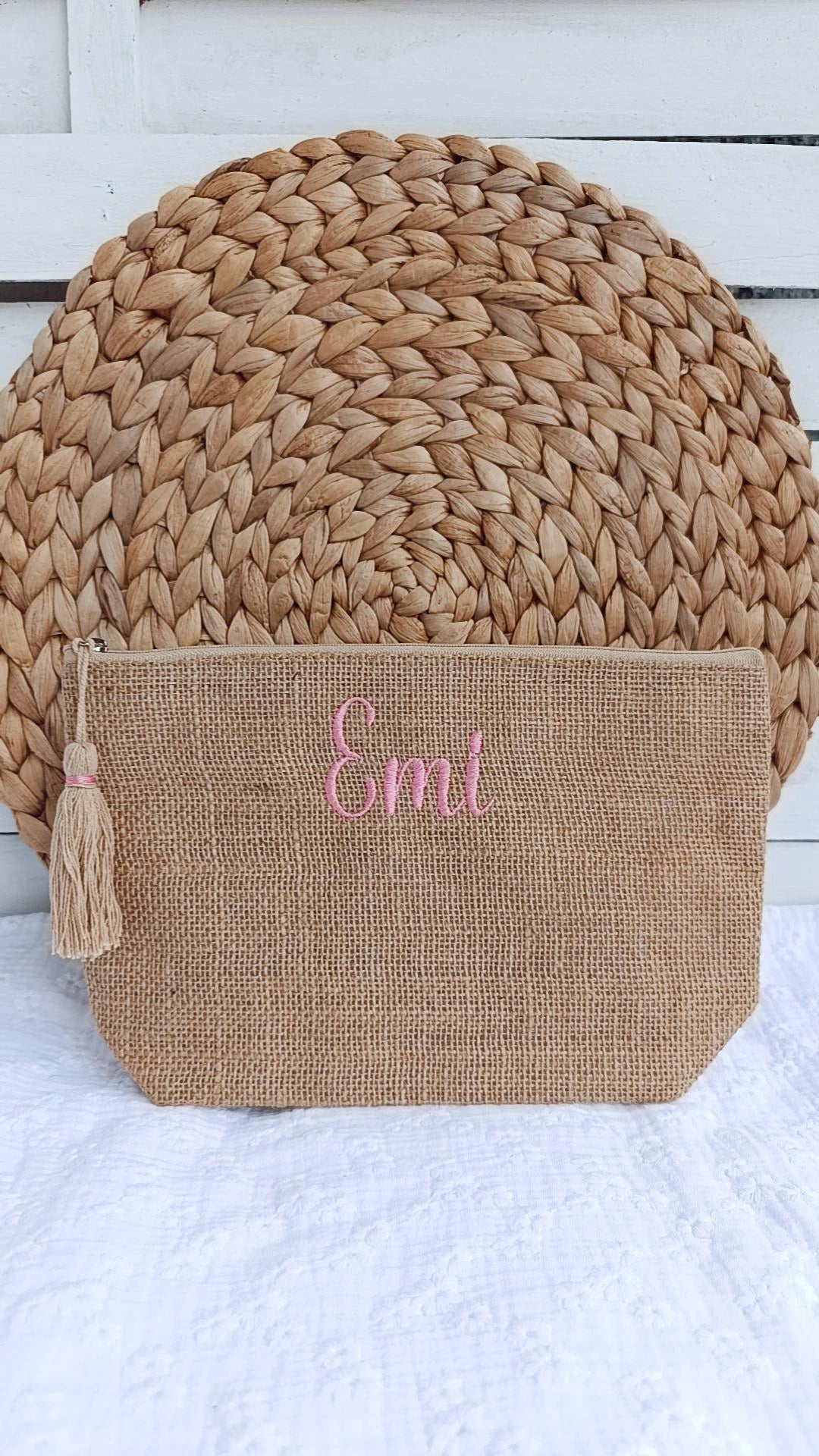 Pochette juta personalizzata con nome