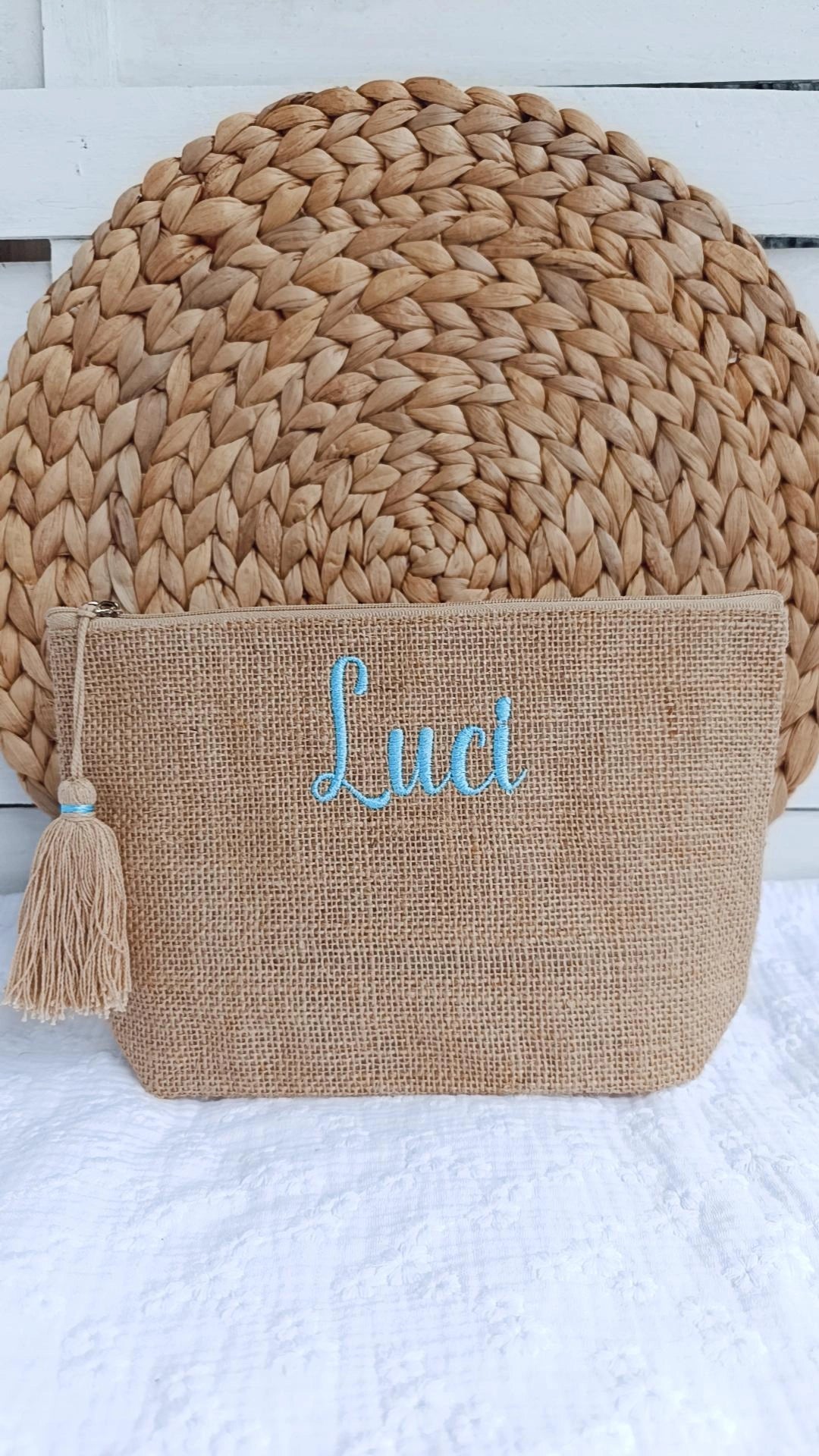 Pochette juta personalizzata con nome
